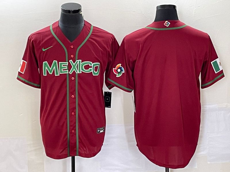 Men 2023 World Cub Mexico Blank Red Nike MLB Jersey18->more jerseys->MLB Jersey